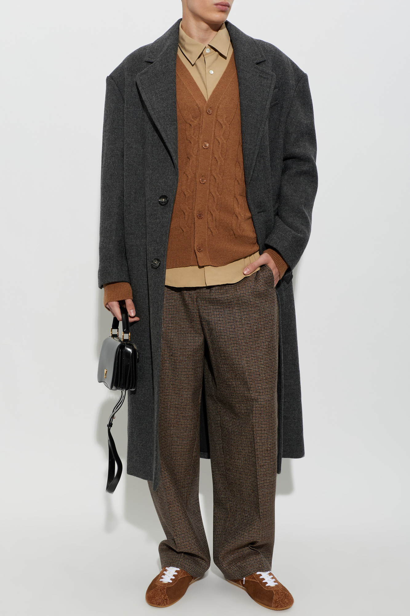 Grey Wool coat with single vent Ami Alexandre Mattiussi - Vitkac